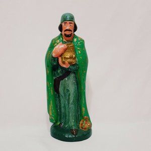 Nativity Wiseman King Green Christmas Hand Painted